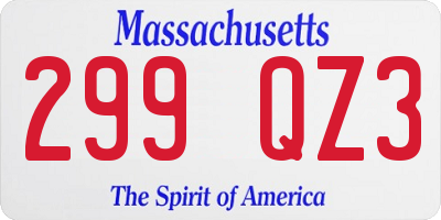 MA license plate 299QZ3