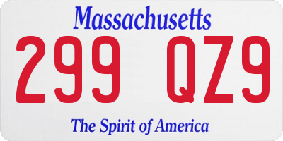 MA license plate 299QZ9