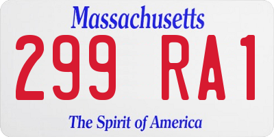 MA license plate 299RA1