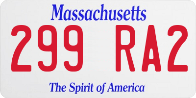 MA license plate 299RA2