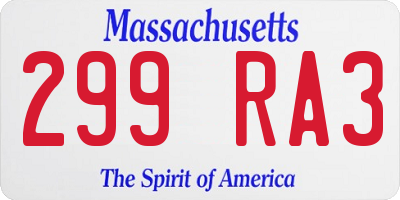 MA license plate 299RA3