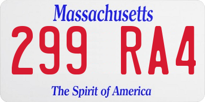 MA license plate 299RA4
