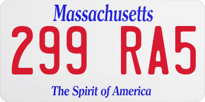 MA license plate 299RA5
