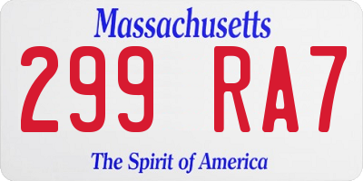 MA license plate 299RA7