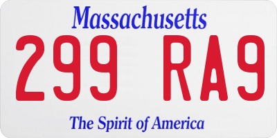 MA license plate 299RA9