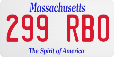 MA license plate 299RB0