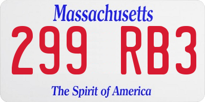 MA license plate 299RB3