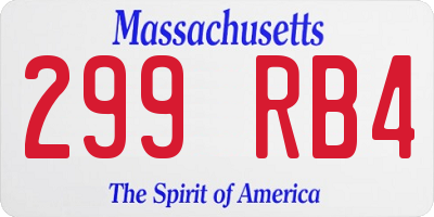 MA license plate 299RB4