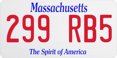MA license plate 299RB5