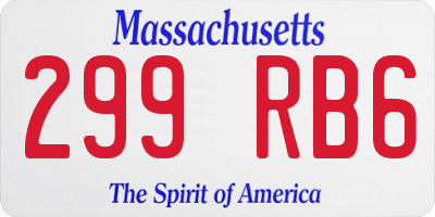 MA license plate 299RB6