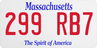 MA license plate 299RB7