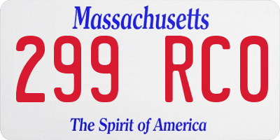 MA license plate 299RC0