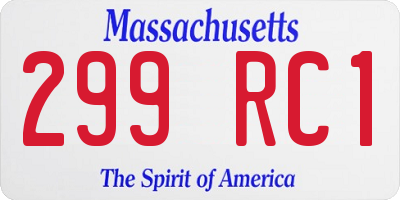 MA license plate 299RC1