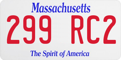 MA license plate 299RC2