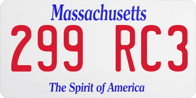 MA license plate 299RC3
