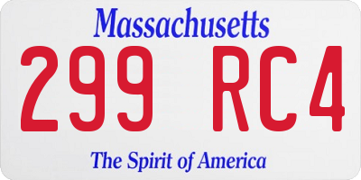 MA license plate 299RC4