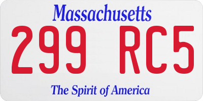 MA license plate 299RC5