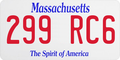 MA license plate 299RC6