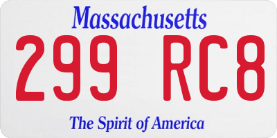 MA license plate 299RC8