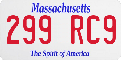 MA license plate 299RC9