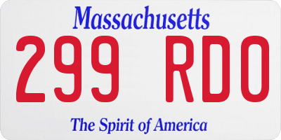 MA license plate 299RD0