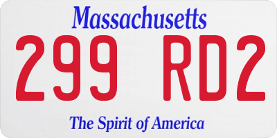 MA license plate 299RD2