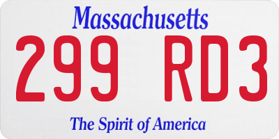 MA license plate 299RD3