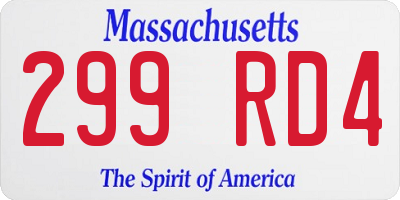 MA license plate 299RD4