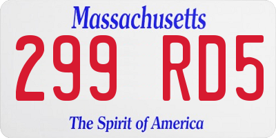 MA license plate 299RD5