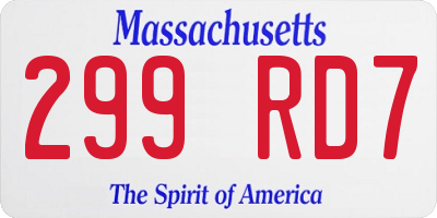 MA license plate 299RD7