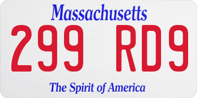 MA license plate 299RD9