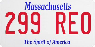 MA license plate 299RE0