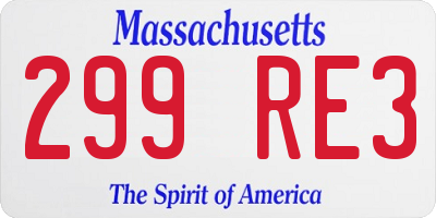 MA license plate 299RE3