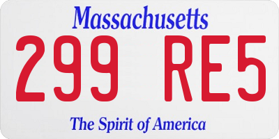 MA license plate 299RE5
