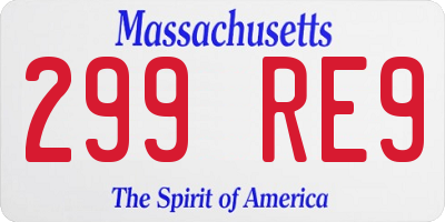 MA license plate 299RE9