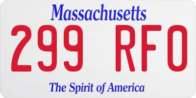 MA license plate 299RF0