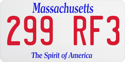MA license plate 299RF3