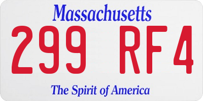 MA license plate 299RF4