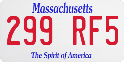 MA license plate 299RF5