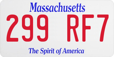 MA license plate 299RF7