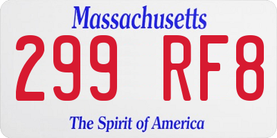 MA license plate 299RF8