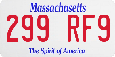 MA license plate 299RF9