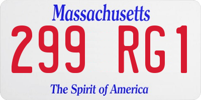 MA license plate 299RG1