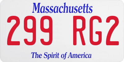 MA license plate 299RG2