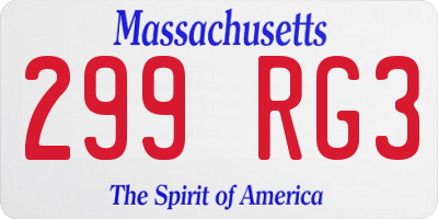MA license plate 299RG3