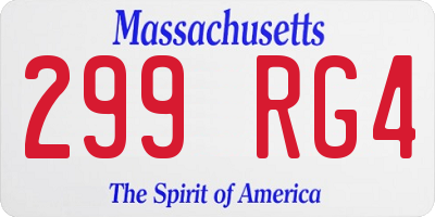 MA license plate 299RG4