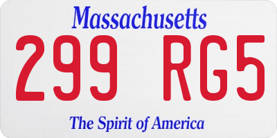 MA license plate 299RG5