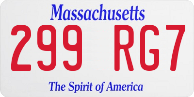 MA license plate 299RG7
