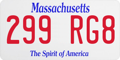 MA license plate 299RG8