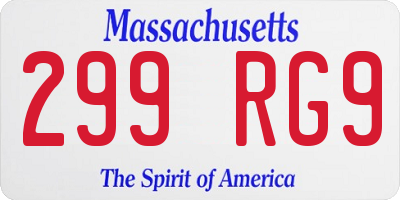 MA license plate 299RG9